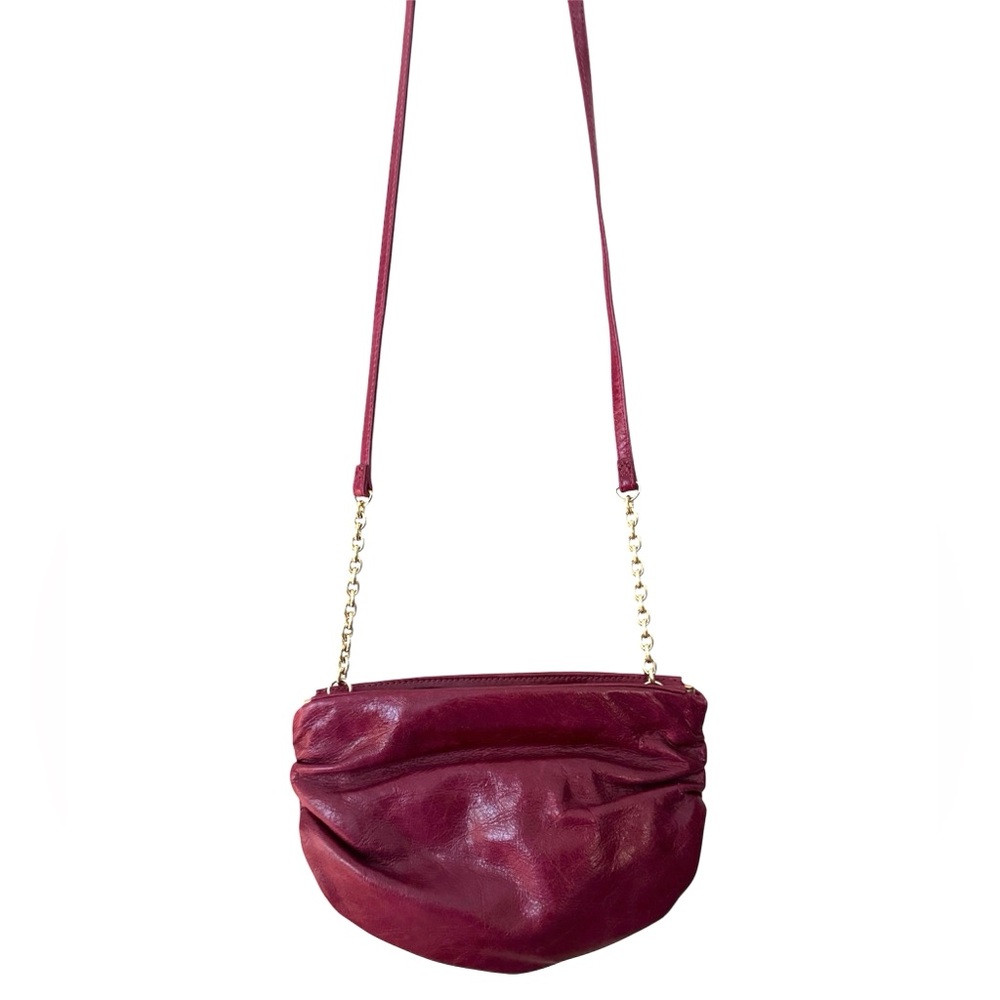 HOBO Belle Ruched Leather Crossbody Bag in Berry Red Like New